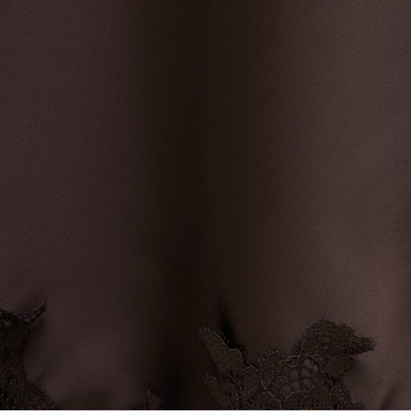 Dynamite Brown Satin Lace Trim Midi Skirt XXS NWT - Picture 6 of 6